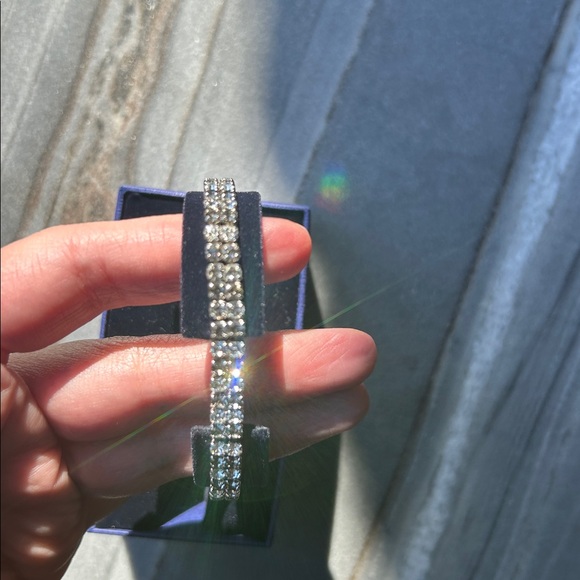 Elegant Silver two tone Tennis Bracelet - Picture 6 of 8